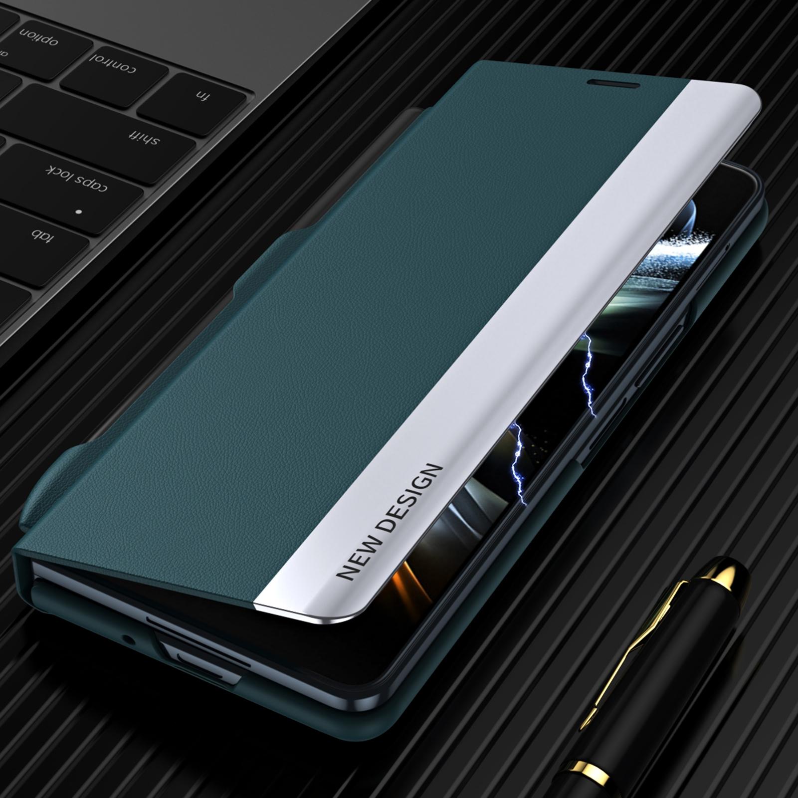 For Samsung Galaxy Z Fold4 5G Leather Phone Case With Pen Slot - Shockproof - Black