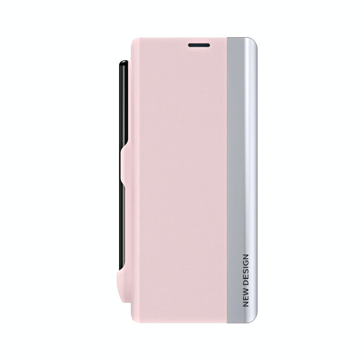 For Samsung Galaxy Z Fold4 5G Leather Phone Case With Pen Slot - Shockproof - Black