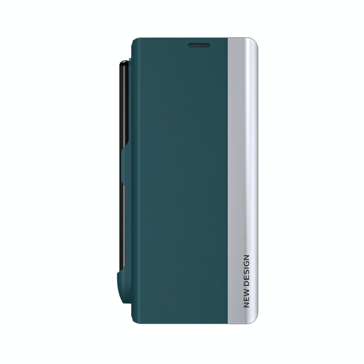 For Samsung Galaxy Z Fold4 5G Leather Phone Case With Pen Slot - Shockproof - Black