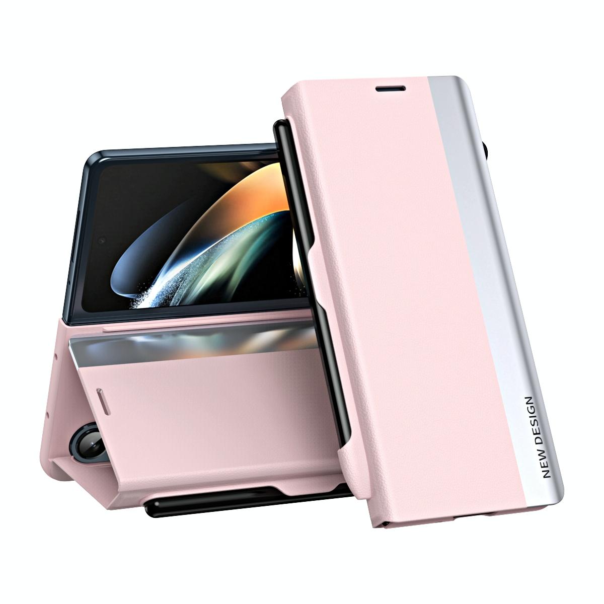 For Samsung Galaxy Z Fold4 5G Leather Phone Case With Pen Slot - Shockproof - Black
