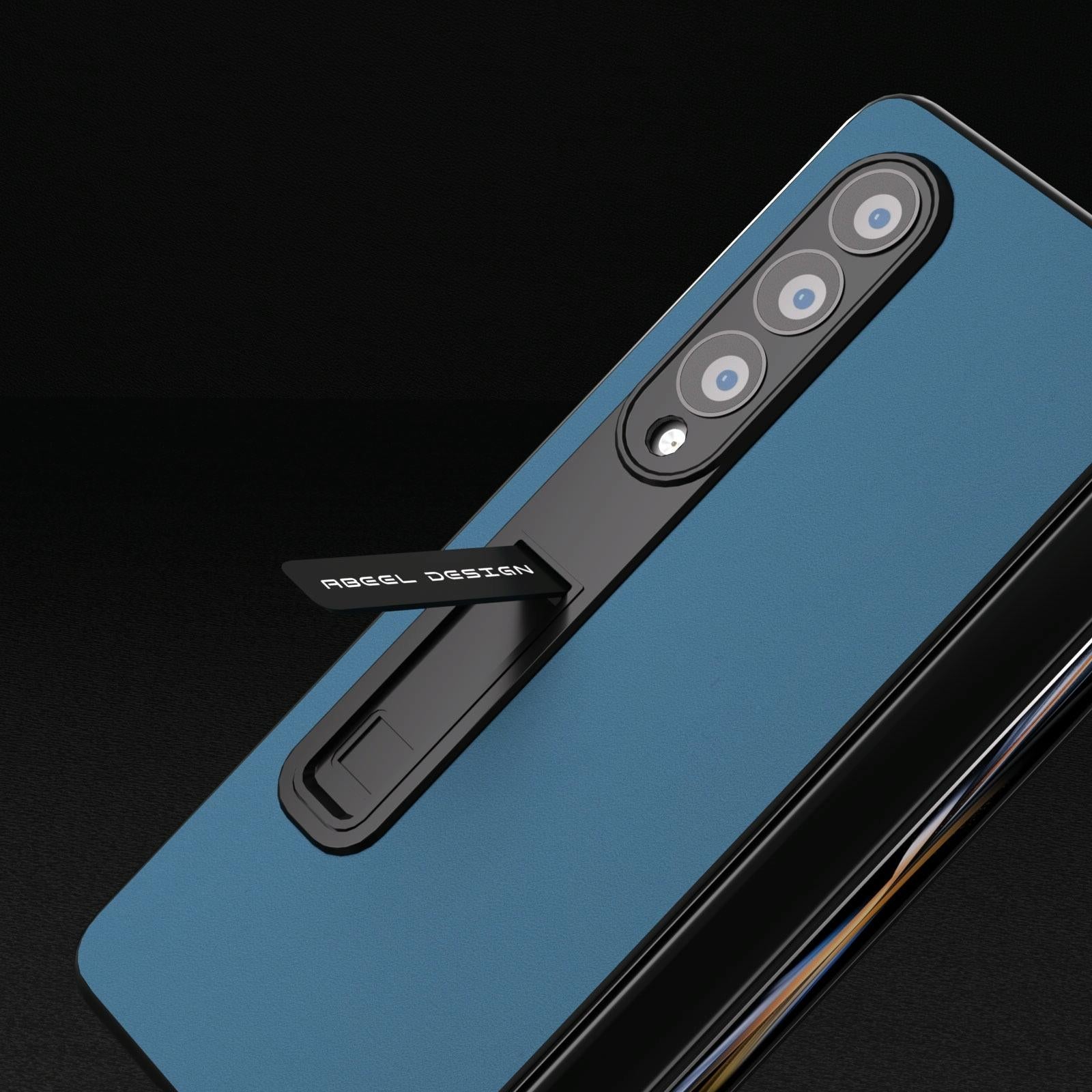 For Samsung Galaxy Z Fold4 5G Phone Case With Holder - Silky Soft Edge - Blue