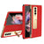 For Samsung Galaxy Z Fold4 5G Flip Case With Tempered Film - Textured Hinge - Red