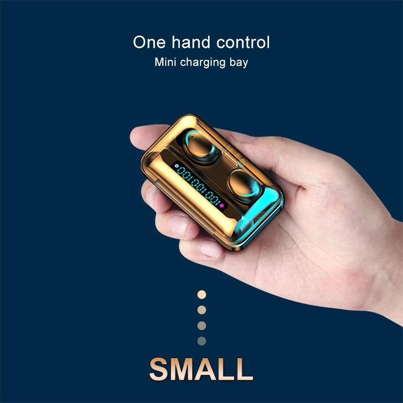 Bluetooth Earphone with Noise Reduction & Breathing Light Hand Strap - Black