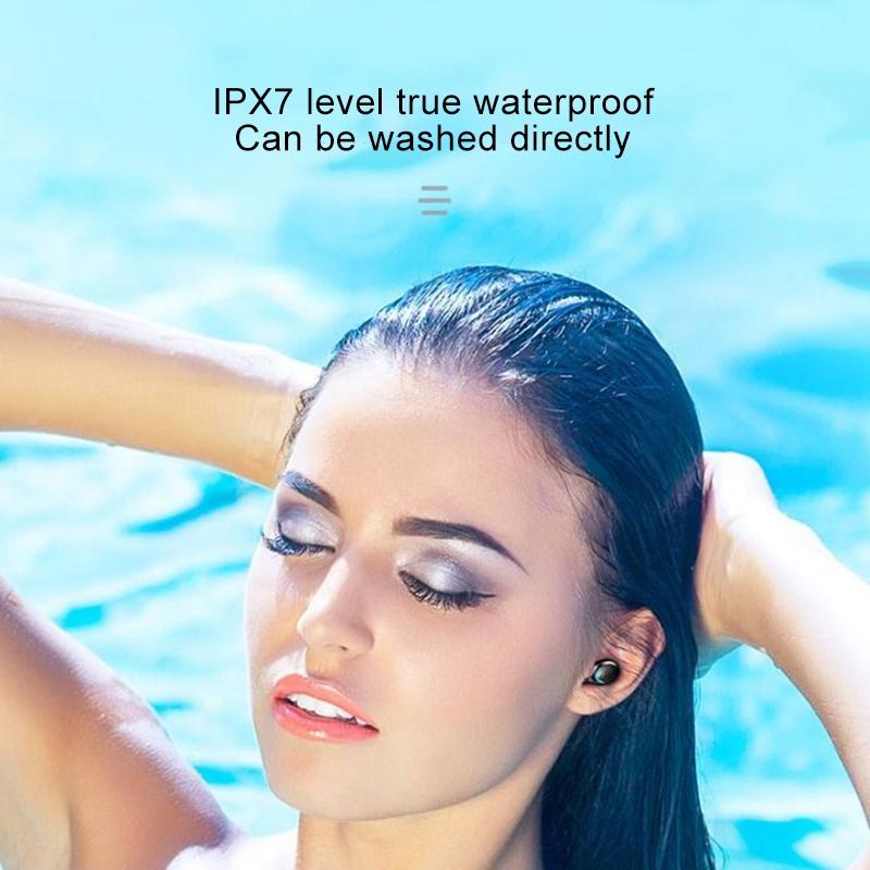 Bluetooth Earphone with Noise Reduction & Breathing Light Hand Strap - Black