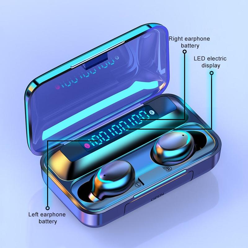 Bluetooth Earphone with Noise Reduction & Breathing Light Hand Strap - Black