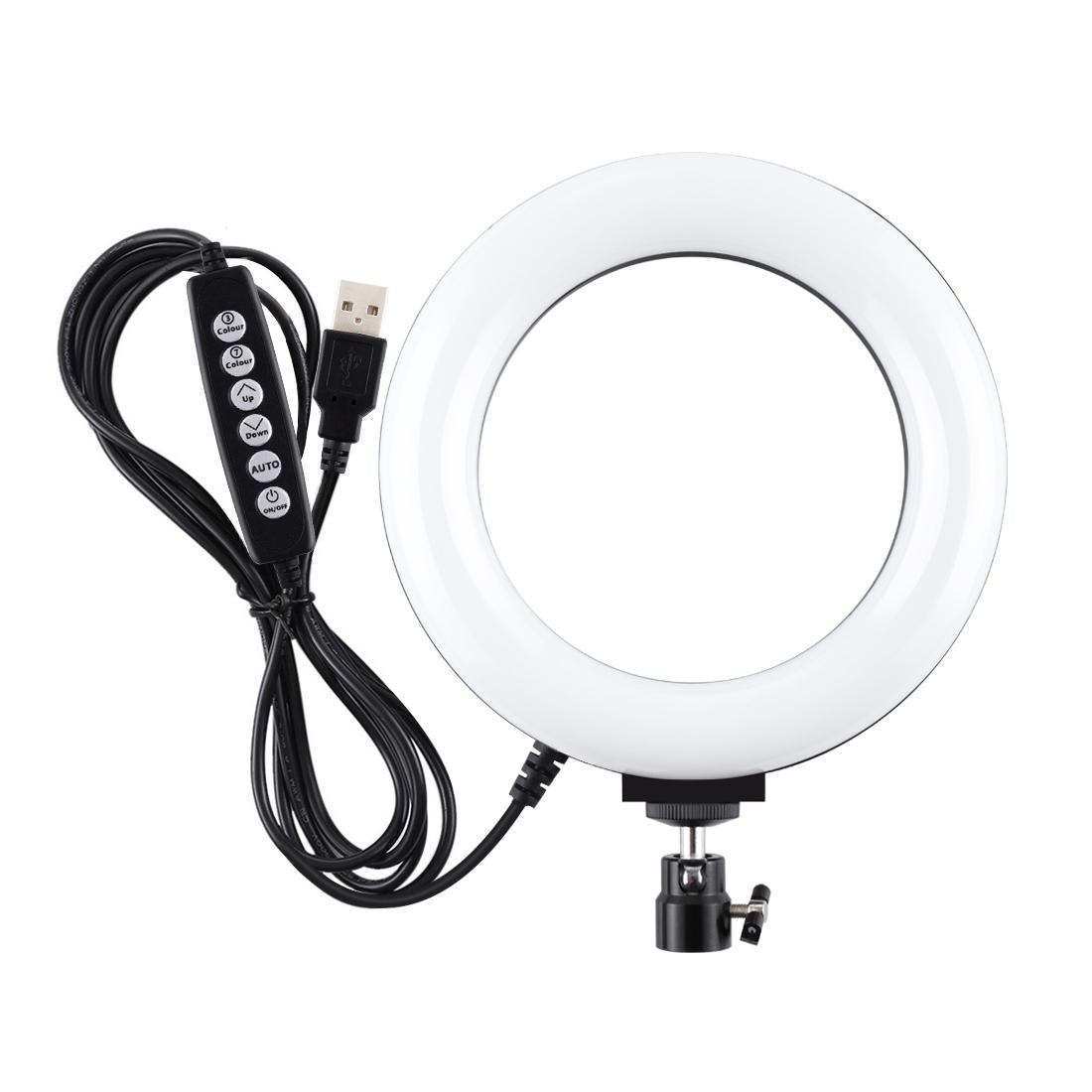 10 Mode Usb Led Ring Light with Tripod and Ball Head - 6.2 Inch Diameter - Black