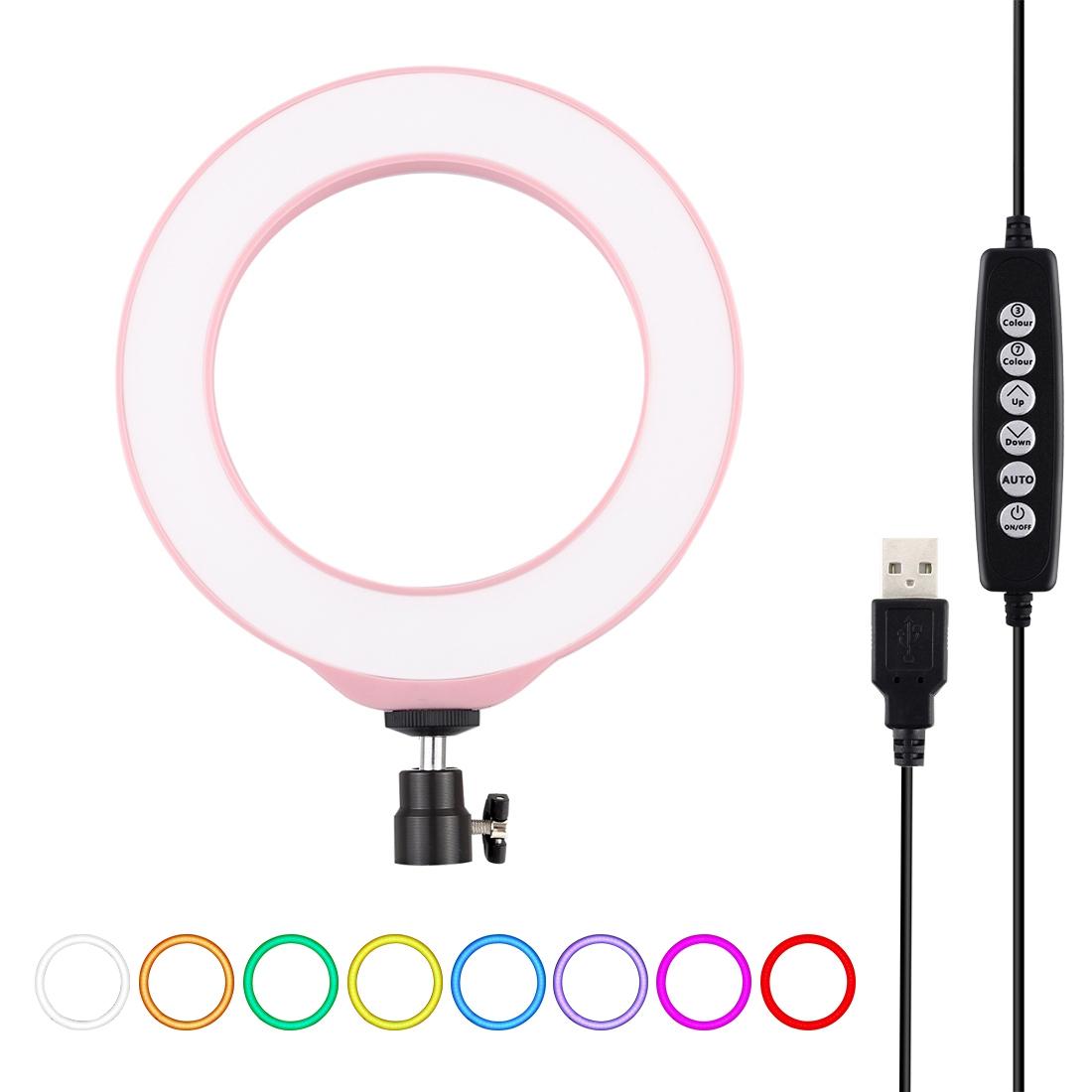 10 Mode Usb Led Ring Light with Tripod and Ball Head - 6.2 Inch Diameter - Black