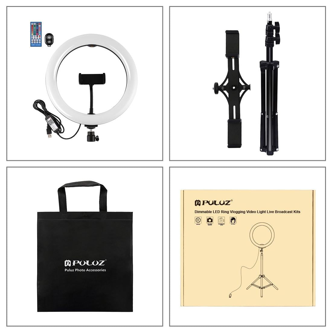 10.2 Curved Rgbw Led Ring Light Kit with Tripod Dual Phone Brackets Remote and Clamp