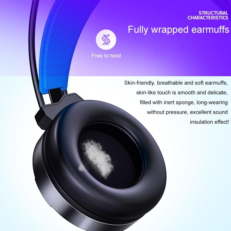 Usb Wired Gaming Headset With Mic & Rgb Light 1.67M Cable Black