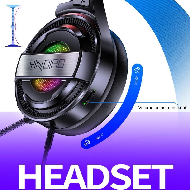 Usb Wired Gaming Headset With Mic & Rgb Light 1.67M Cable Black