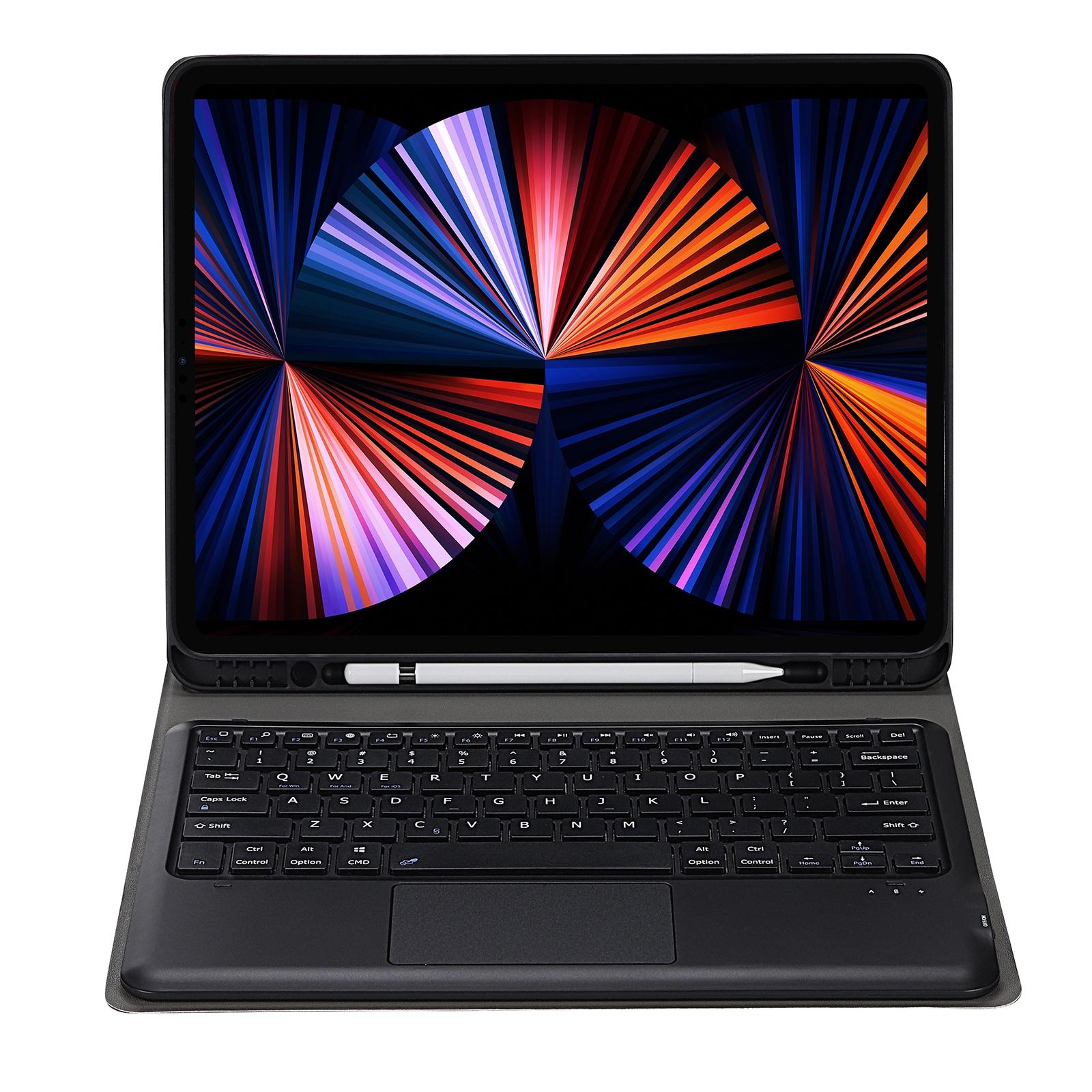 Detachable Bluetooth Keyboard Tablet Case For Ipad Pro 12.9 - Ultra-Thin With Touchpad Pen Slot & Holder - Black