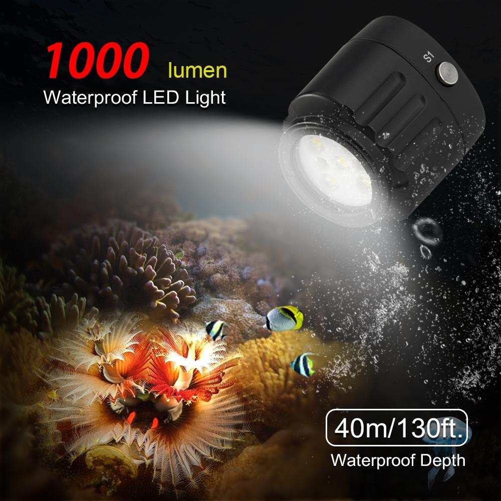 1000lm Diving Light for Gopro Hero - 40m Underwater Photography Fill Light