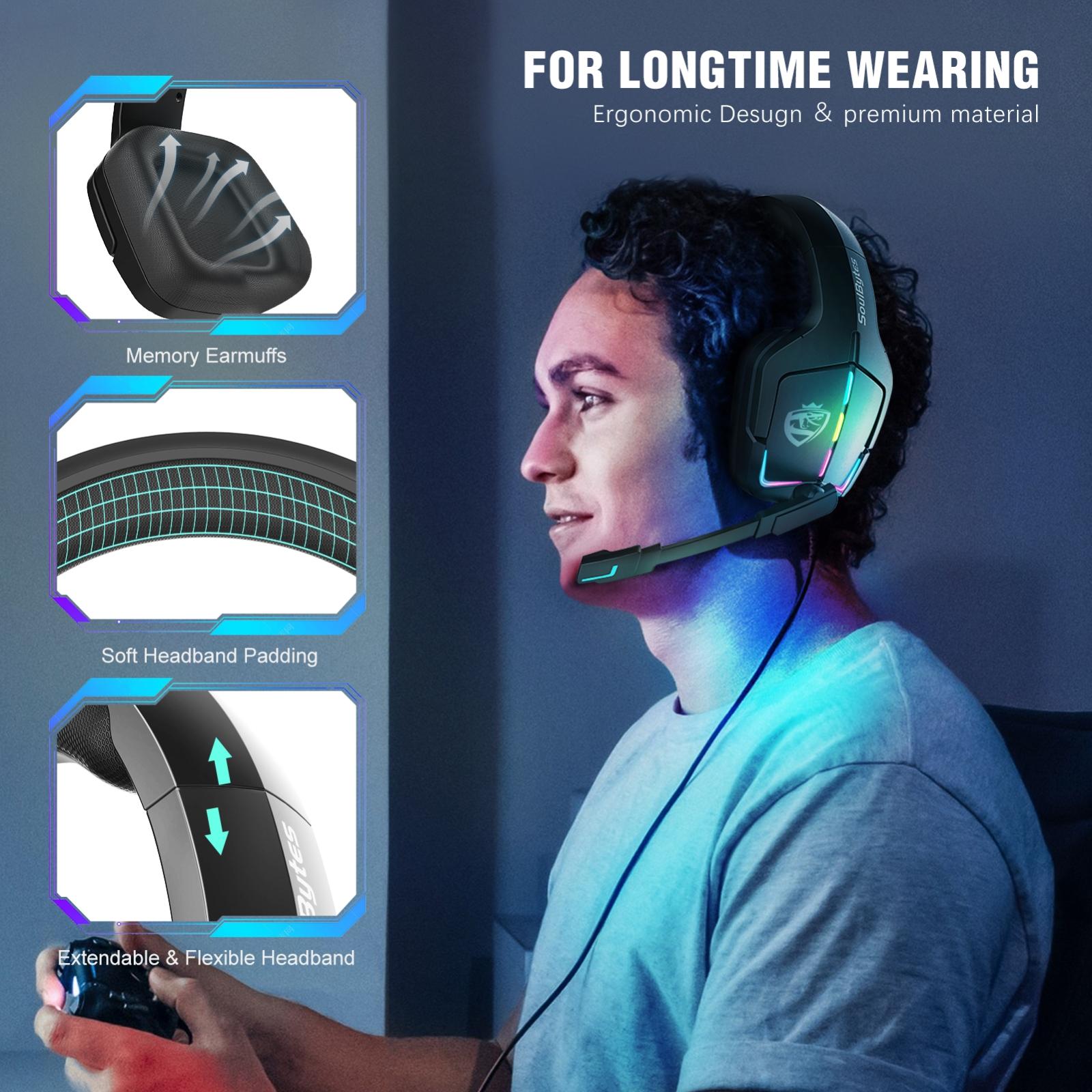 Adjustable Rgb Gaming Headset With Mic Black