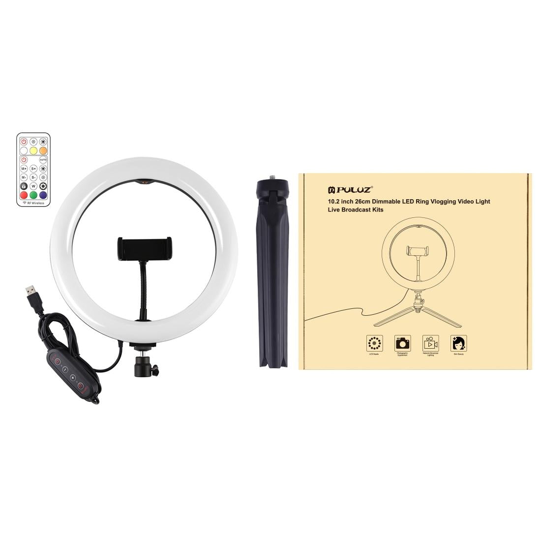 10.2 Marquee Led Beauty Light with Tripod and Remote - Dual-colour Ring Light for Vlogging and Photography