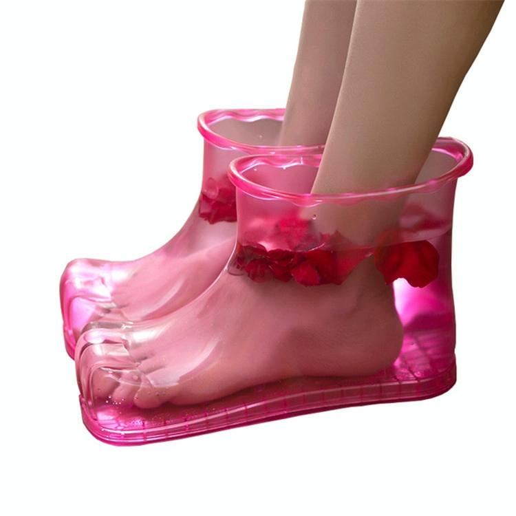 Portable Plastic Bubble Foot Bucket 28Cm Height Fits Shoe Sizes 45 And Under - Rose Red