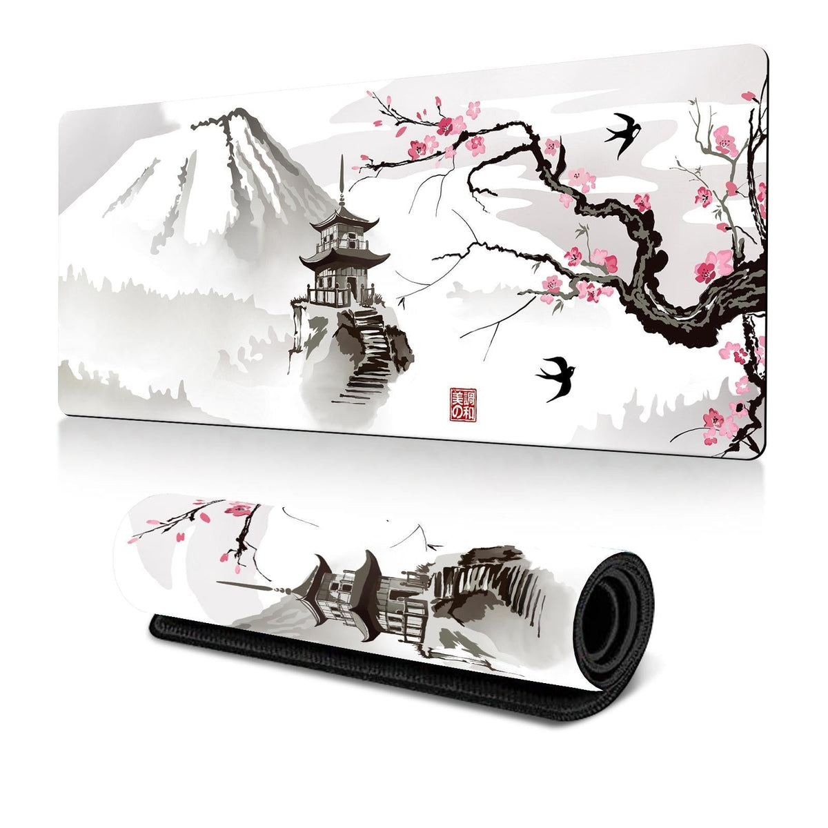 Cherry Blossom Ink Painting Mouse Pad Non Slip - Pattern 3 - 300X800X2Mm