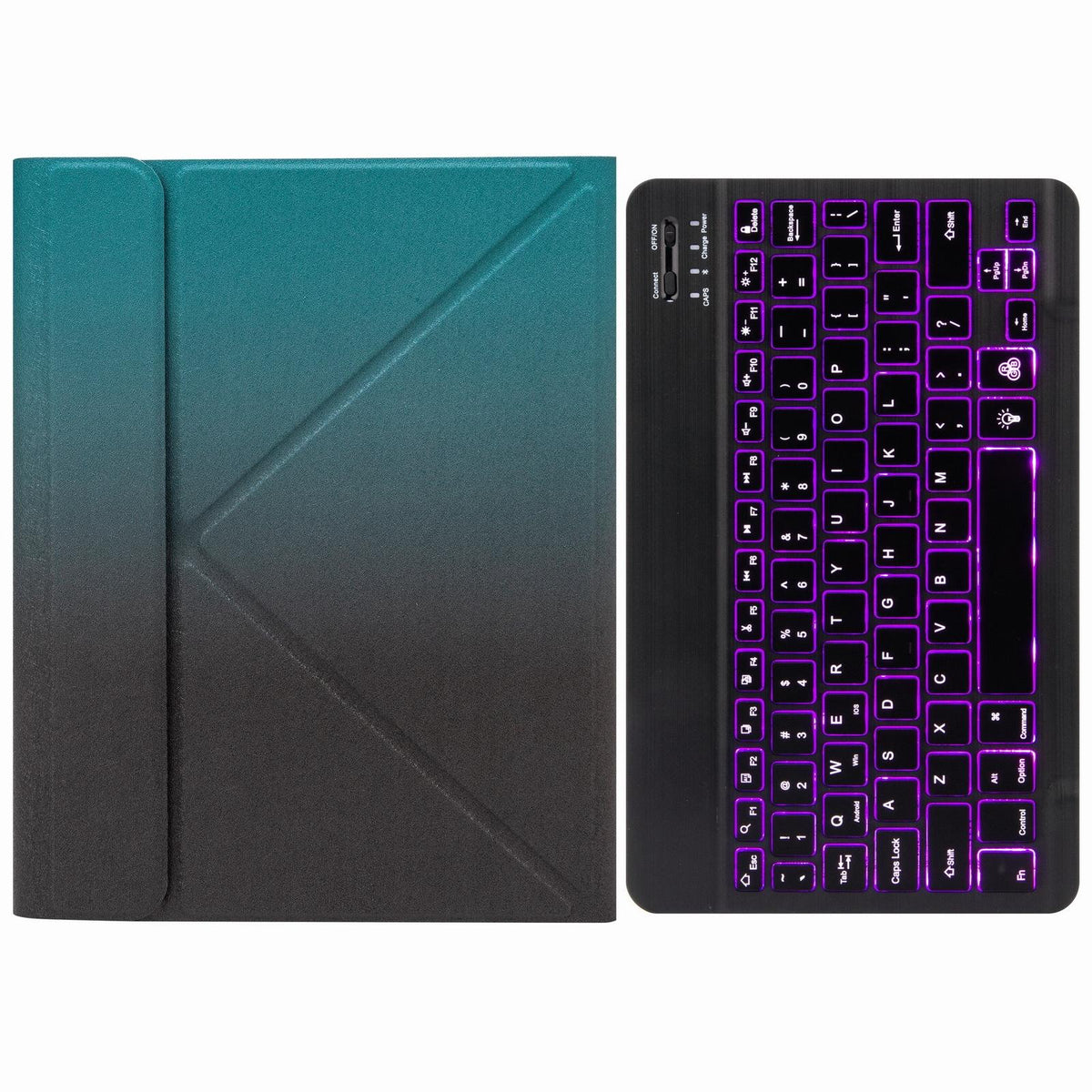 Bluetooth Keyboard Leather Case For Ipad Pro 11 With Three-Fold Holder &amp; Backlight - Dark Night Green