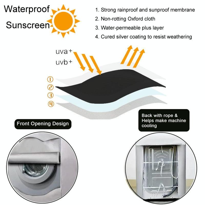 Waterproof Dustproof Cover for 420d Roller Boiler Washing Machine - 60x53x85cm Size - Gray - 60X64X85Cm