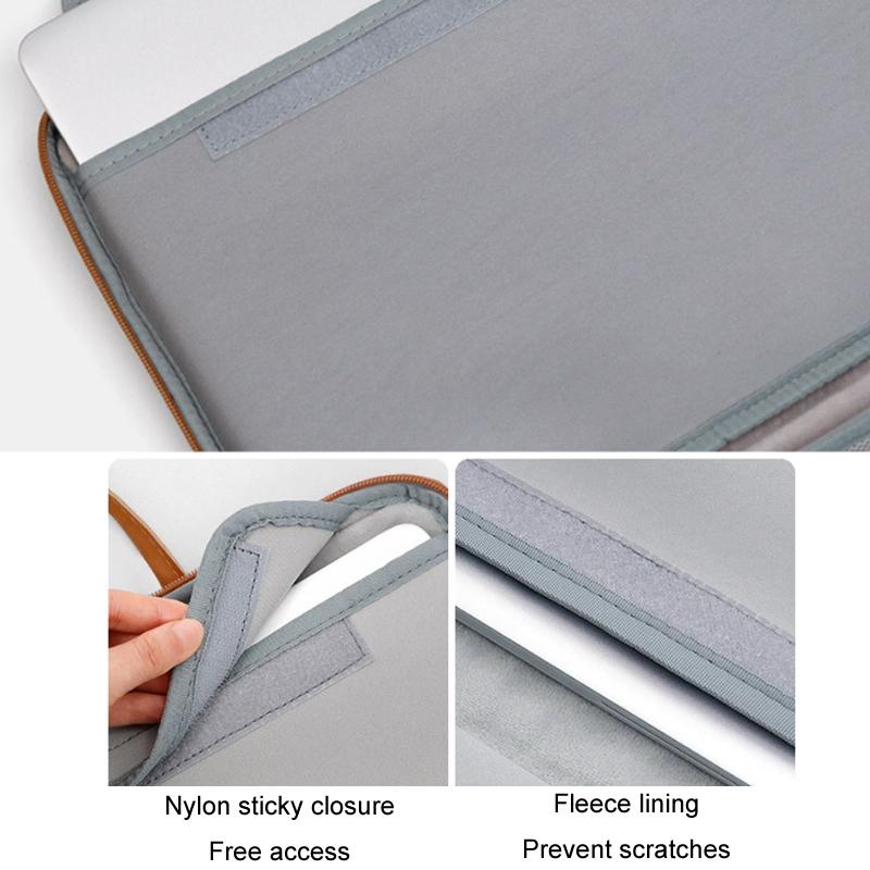 Waterproof Leather Computer Bag - 15 / 15.6 / 16 Inches Fully Open & Portable - Gray Black