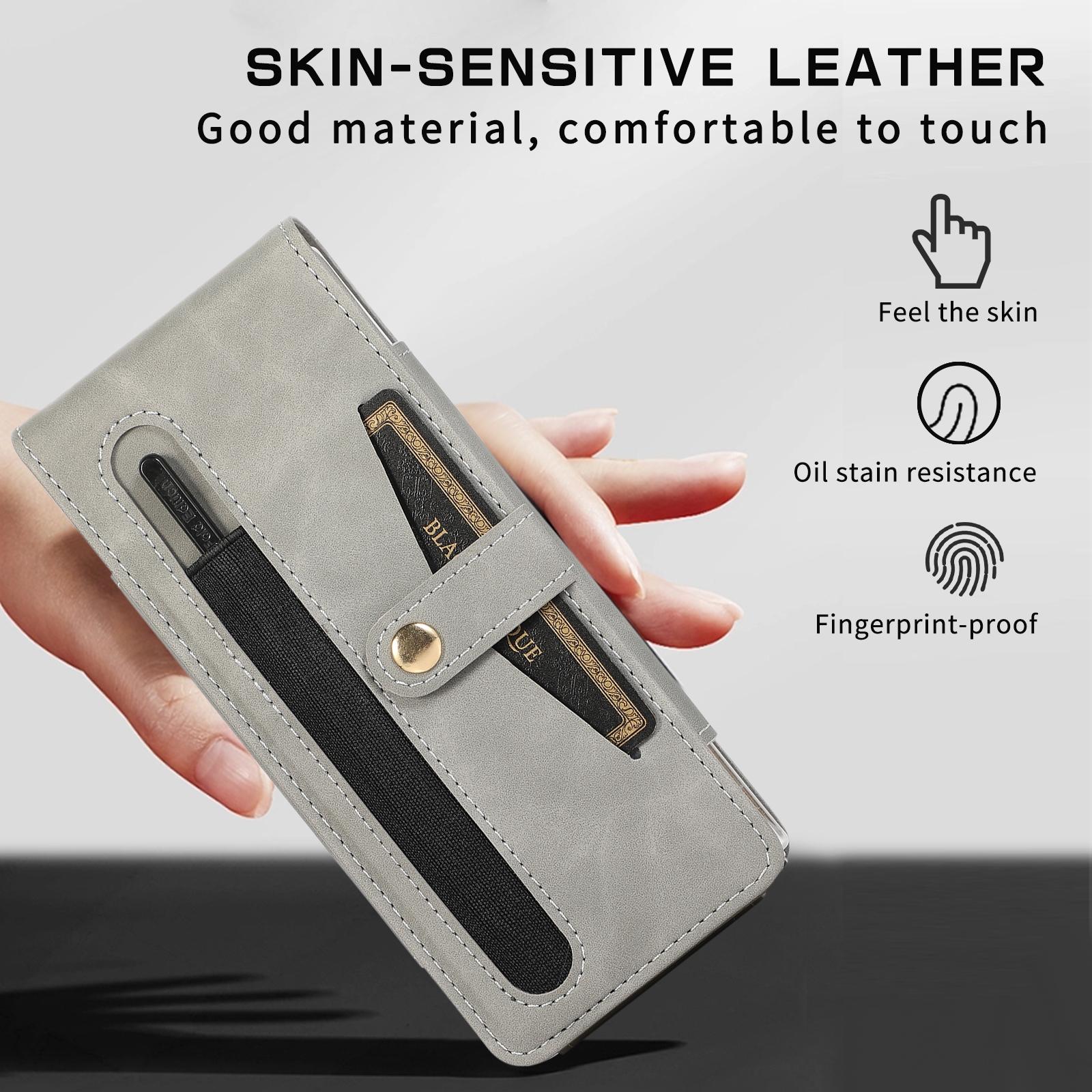 For Samsung Galaxy Z Fold4 5G Shockproof Foldable Leather Case With Stylus - Black