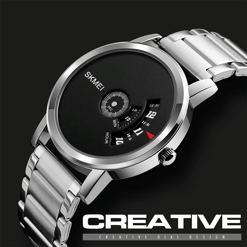 Stylish 30m Waterproof Quartz Watch with Stainless Steel Band - Black