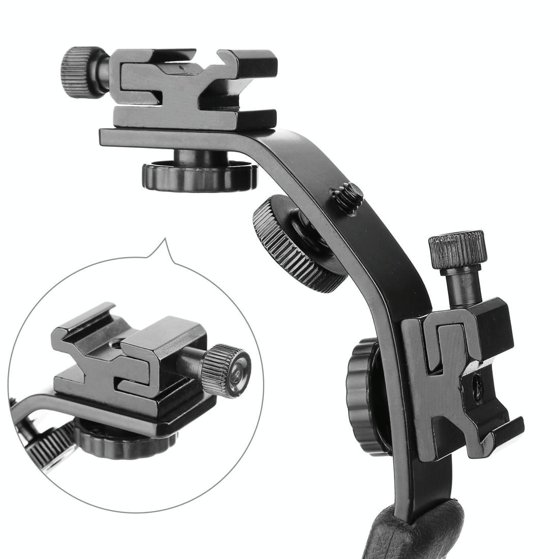Aluminum L-Shaped Flash Bracket Camera Holder - Black