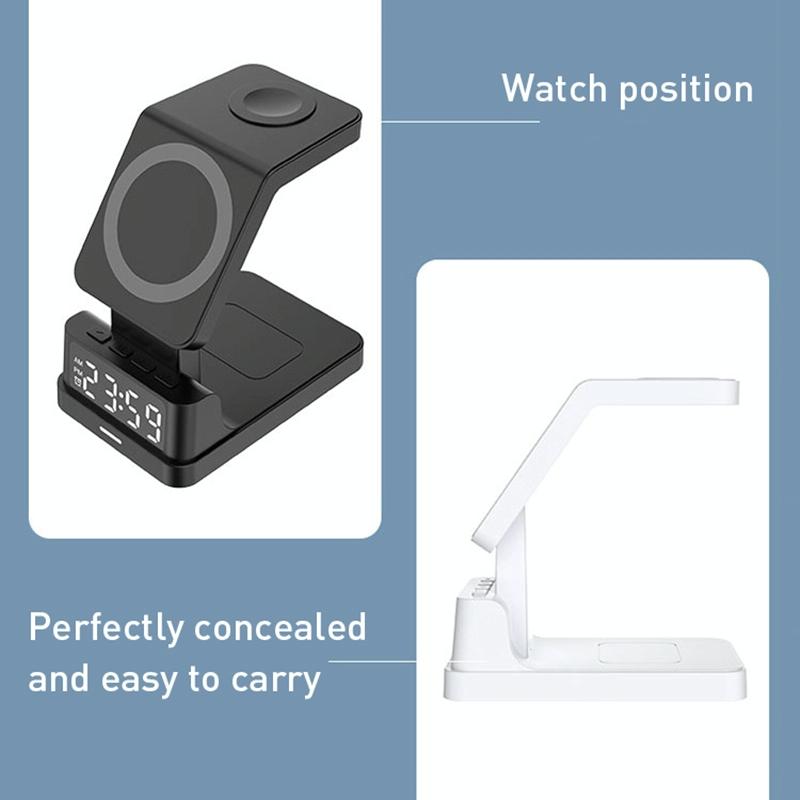 15W 4 In 1 Magnetic Desktop Wireless Charger Black