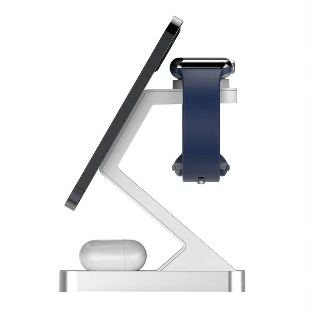 15W 3 In 1 Magnetic Wireless Charger For Iphone Watch Airpods - Black