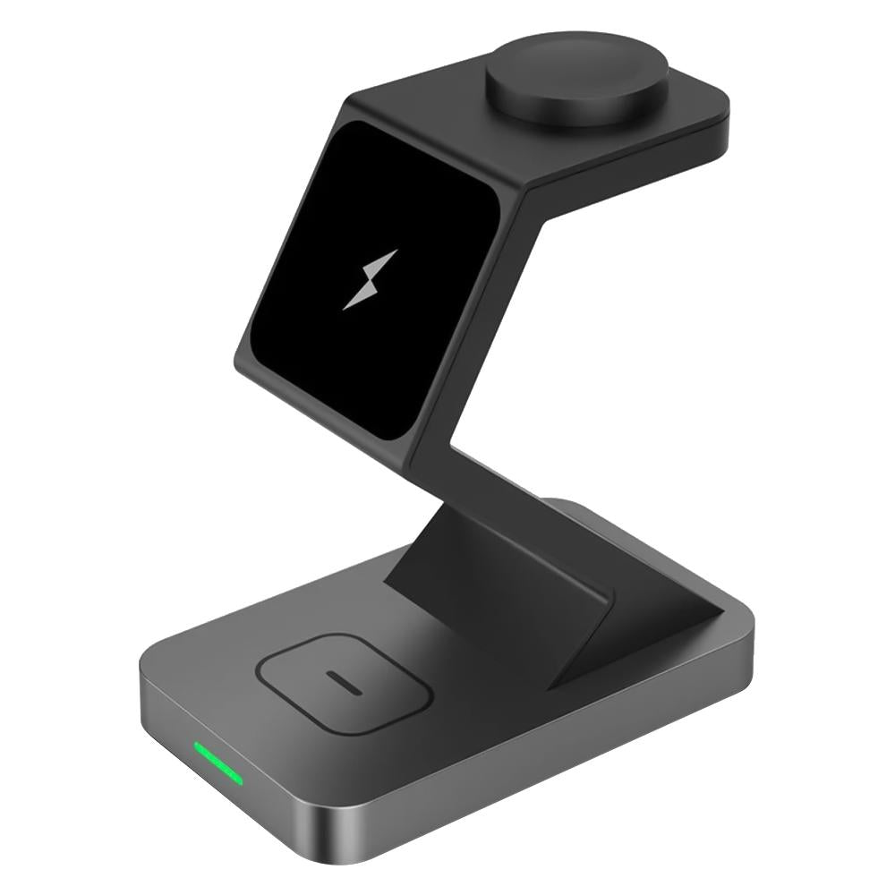 15W 3 In 1 Magnetic Wireless Charger For Iphone Watch Airpods - Black