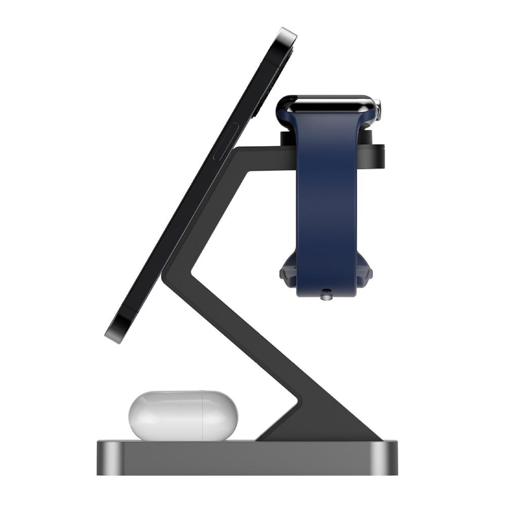 15W 3 In 1 Magnetic Wireless Charger For Iphone Watch Airpods - Black