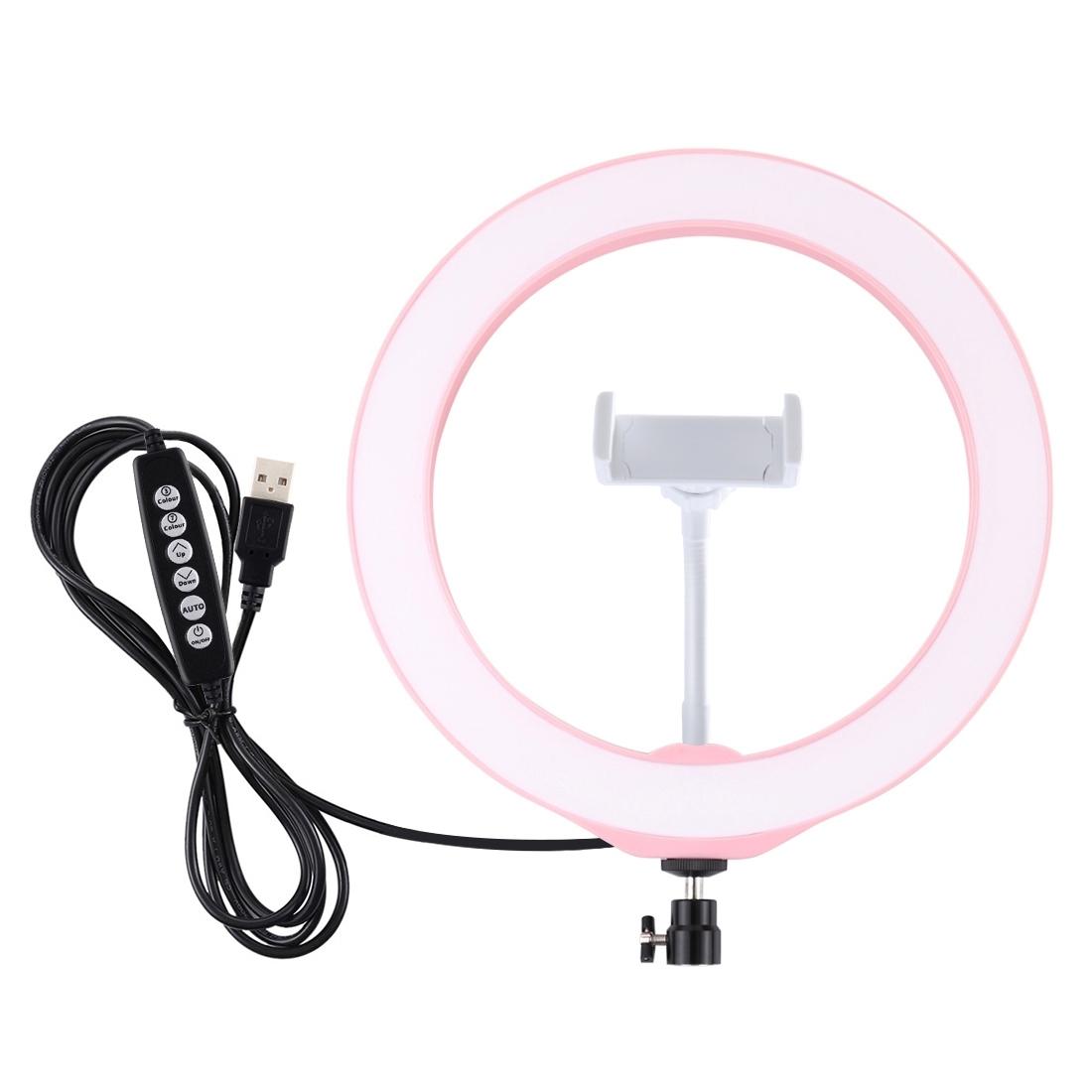 10.2 Usb Led Ring Light with 10 Modes Cold Shoe Tripod & Phone Clamp - Black
