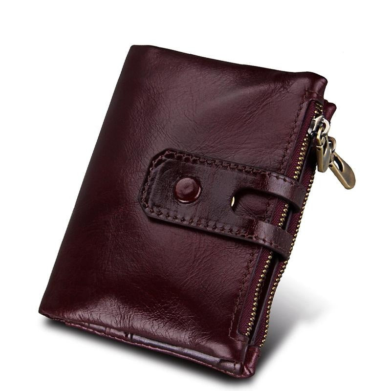 Men Rfid Blocking Cowhide Leather Wallet - Crazy Horse Texture