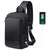 Waterproof Oxford Cloth Crossbody Chest Bag With Usb Port 30X19X13Cm Black