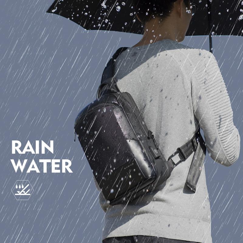 Waterproof Oxford Cloth Crossbody Chest Bag With Usb Port 30X19X13Cm Black