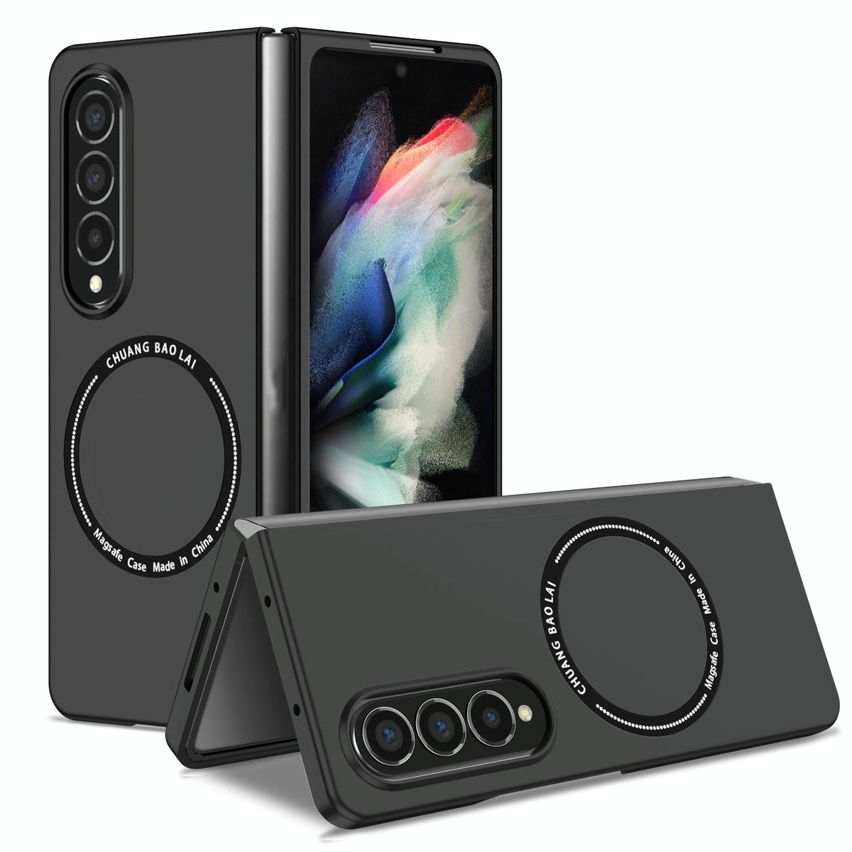 For Samsung Galaxy Z Fold4 5G Secure &amp; Portable Magnetic Folding Case - Black