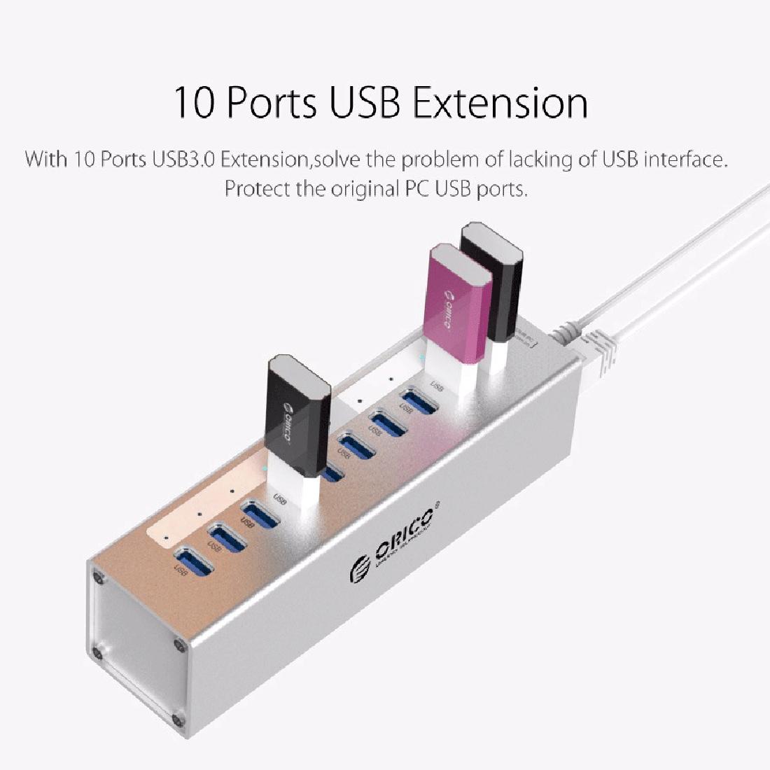 10-Port Usb 3.0 Hub With Power Adapter