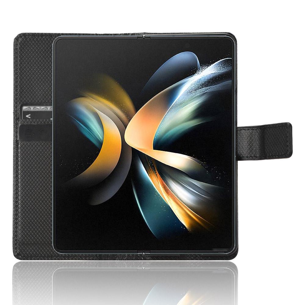 For Samsung Galaxy Z Fold4 5G Textured Leather Phone Case - Black