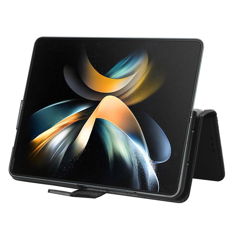 For Samsung Galaxy Z Fold4 5G Textured Leather Phone Case - Black