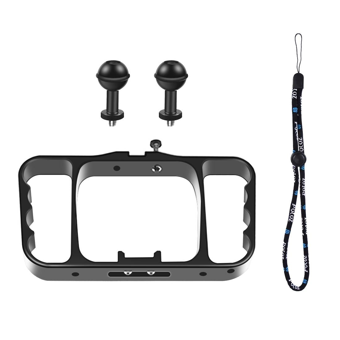 Aluminum Dual Handheld Diving Light Arm Mount for Action Cameras - Black