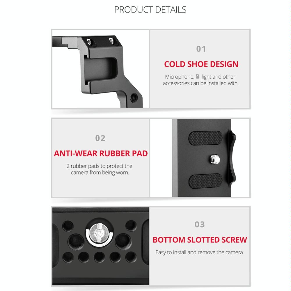 Video Camera Cage Stabilizer For Canon Eos R5 / R6 / R - Black