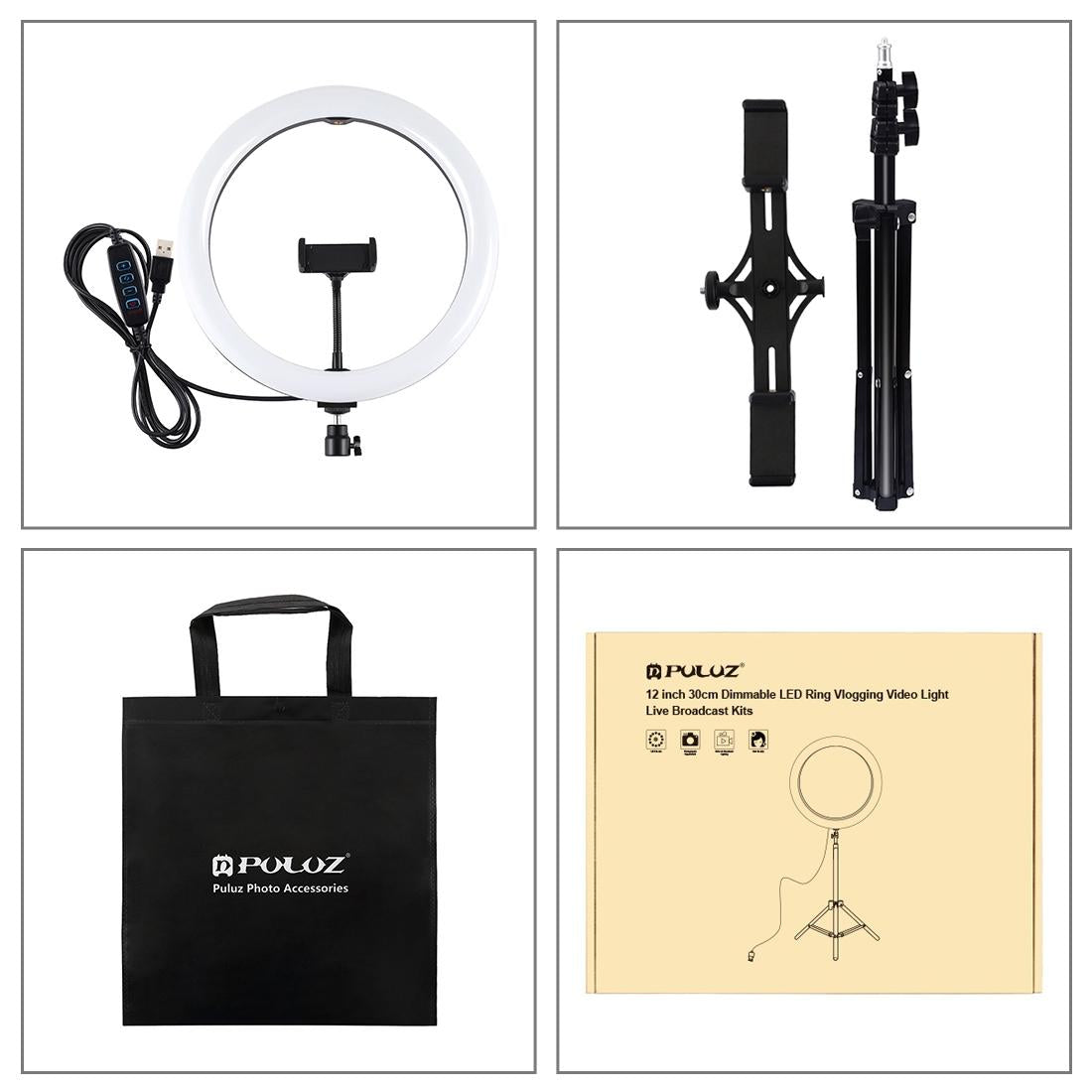 11.8 Led Ring Light with Tripod & Dual Phone Brackets - Usb 3 Modes Dual Colour Temperature - Vlogging & Live Broadcast Kit