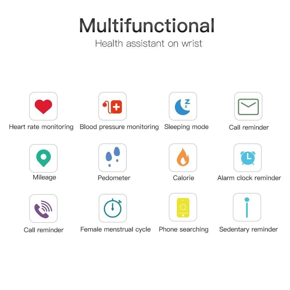 Waterproof Smart Bracelet With Call Heart Bp Sleep And Sedentary Monitoring - Ip67 - Black