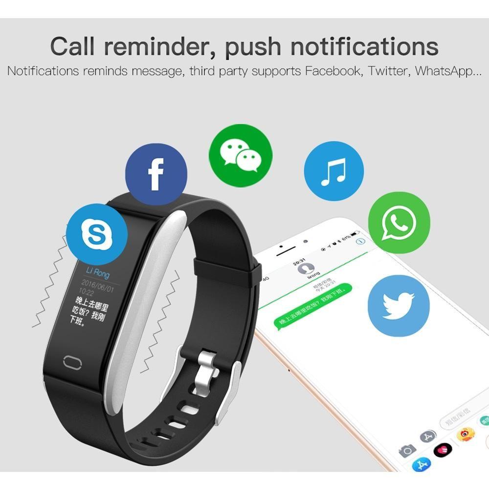 Waterproof Smart Bracelet With Call Heart Bp Sleep And Sedentary Monitoring - Ip67 - Black
