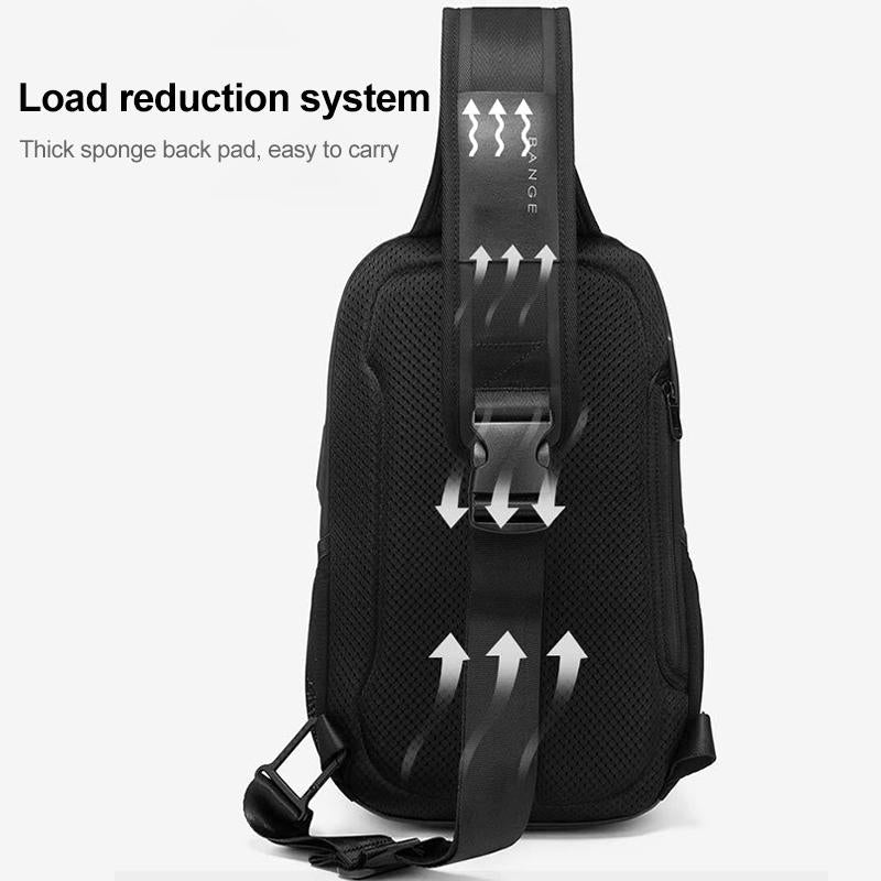 Waterproof Men Crossbody Chest Bag With Usb Port 36X22X10Cm Black