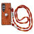 For Samsung Galaxy Z Fold4 5G Camellia Pattern Phone Case With Lanyard - Brown