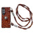 For Samsung Galaxy Z Fold4 5G Camellia Pattern Phone Case With Lanyard - Brown