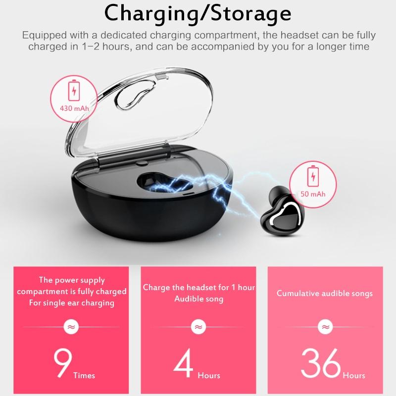Mini Wireless Bluetooth Earphones with Charging Box - X7 4.1 - Black