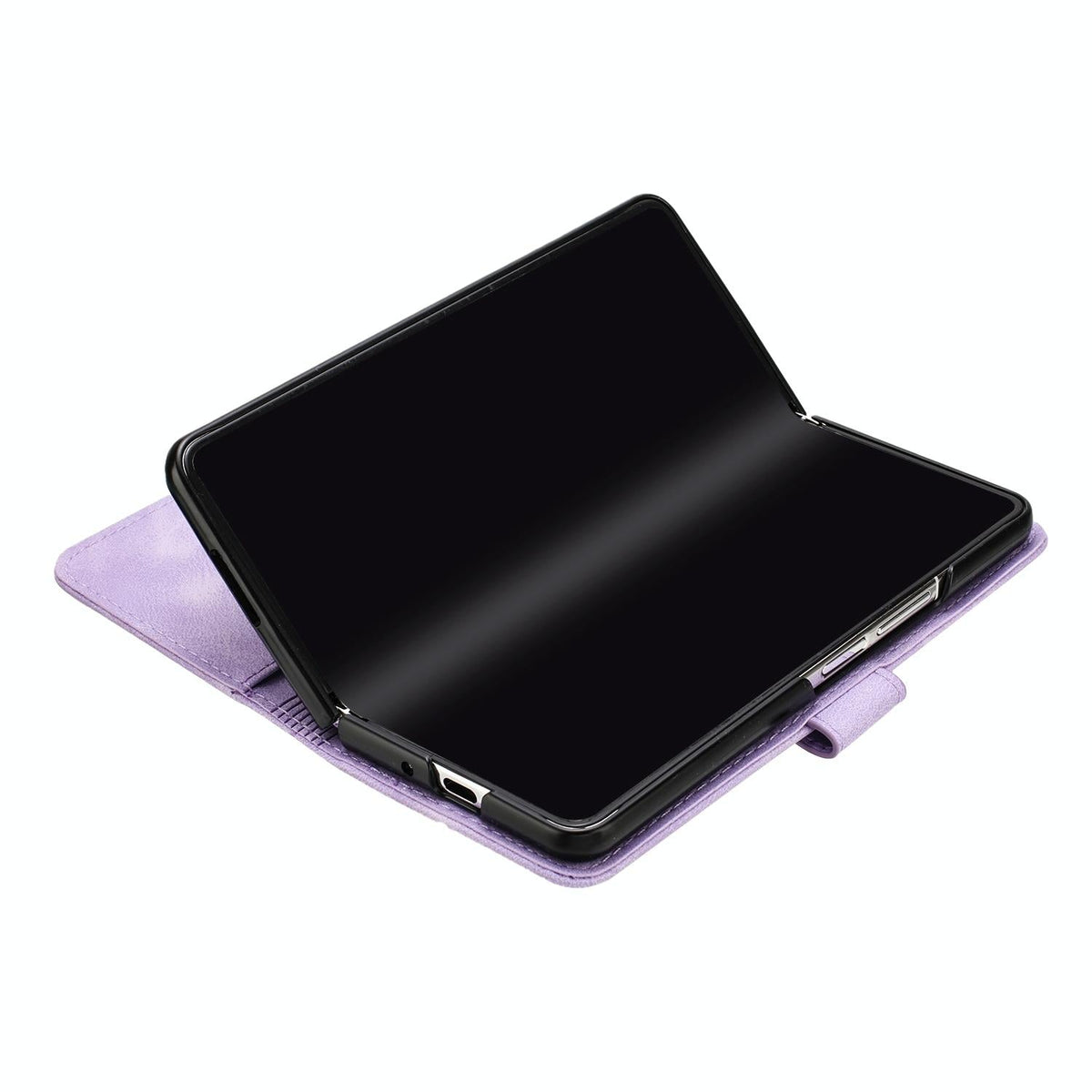 For Samsung Galaxy Z Fold4 5G Smooth Leather Phone Case - Line Pattern - Light Blue