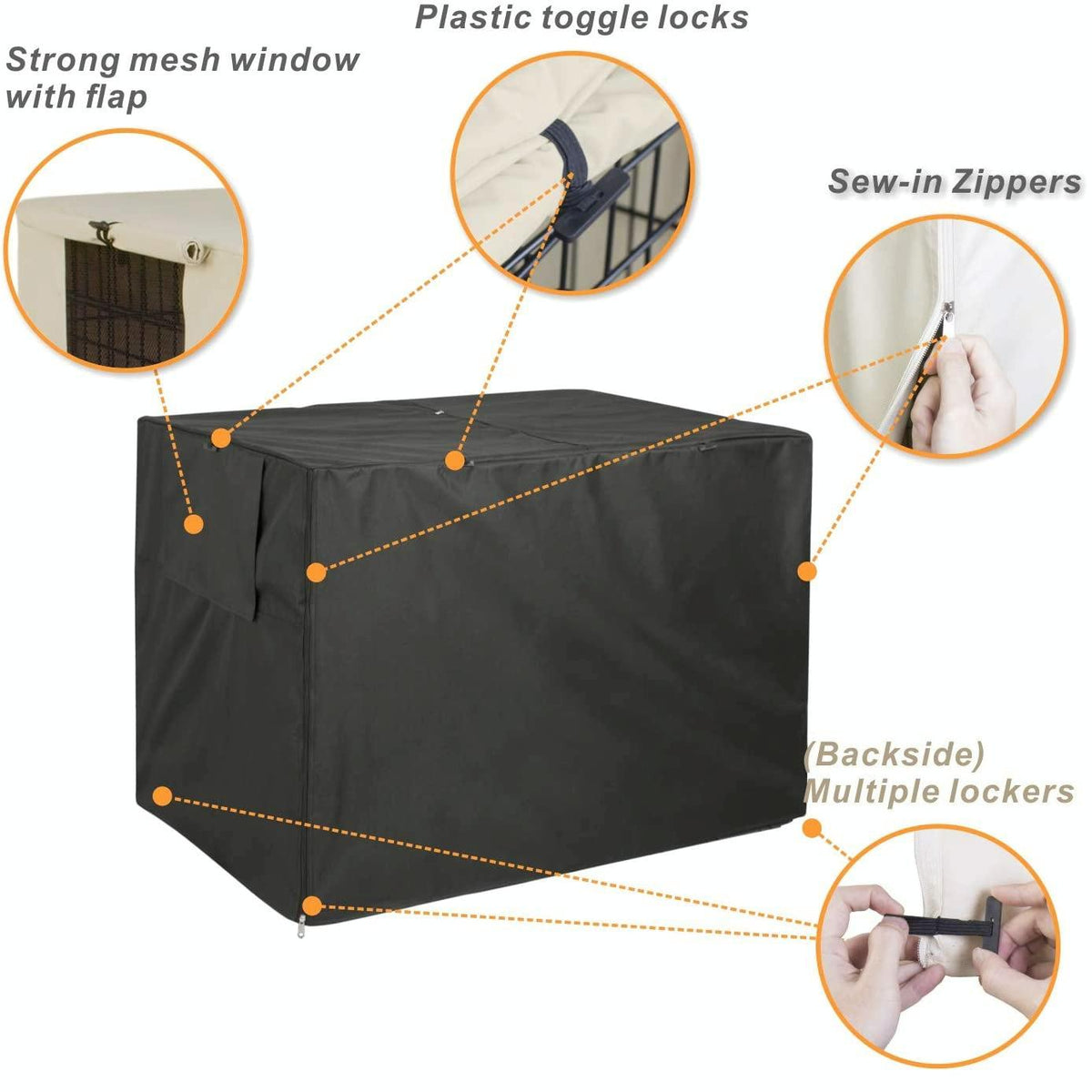 Outdoor Pet Cage Cover - Oxford Cloth Dustproof Rainproof Sunscreen - 124.5x79x84cm - Black