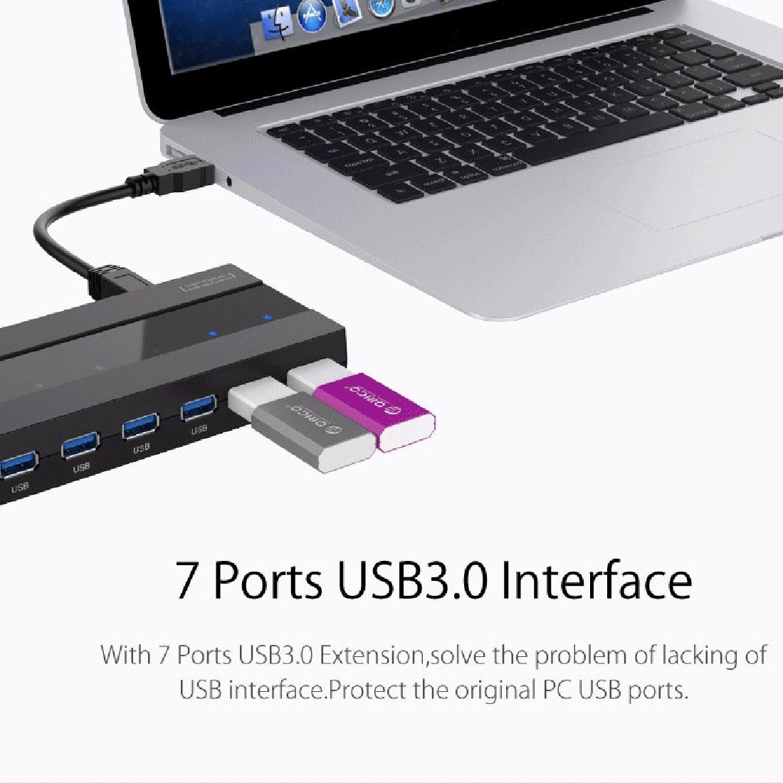 High Speed 7-Port Usb 3.0 Hub With Power Adapter